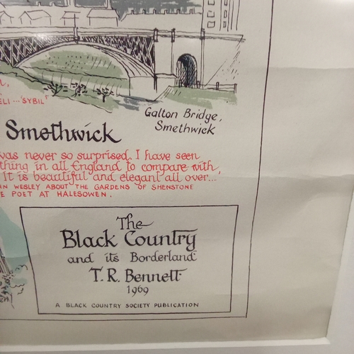 12 - Framed picture of The Black Country and it's Borderlands. By T.R.Bennett.1969.