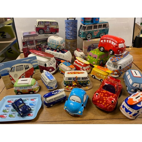 38 - Large Quantity of VW Volkswagen Collectable Tins, Ceramics, Money Boxes etc.,