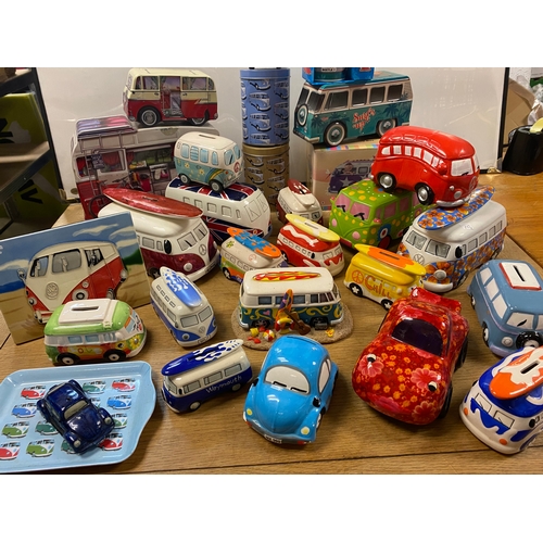 38 - Large Quantity of VW Volkswagen Collectable Tins, Ceramics, Money Boxes etc.,