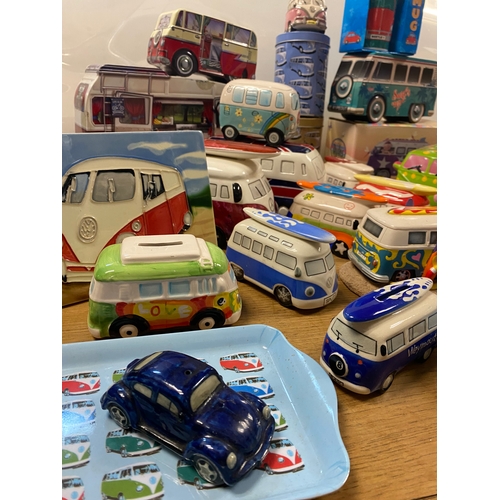 38 - Large Quantity of VW Volkswagen Collectable Tins, Ceramics, Money Boxes etc.,