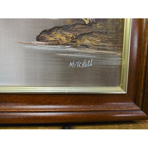 5 - Framed Oil on Canvas River Scene Signed by Artist 'Mitchell' App.60x50cm