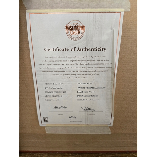 4 - Ltd.Ed. Signed Peter Hildick Framed Print 'Choir Practice' 9/49 c/w Cert.