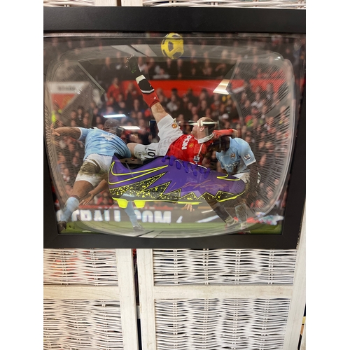 374 - Wayne Rooney Signed Football Boot Framed with C.O.A