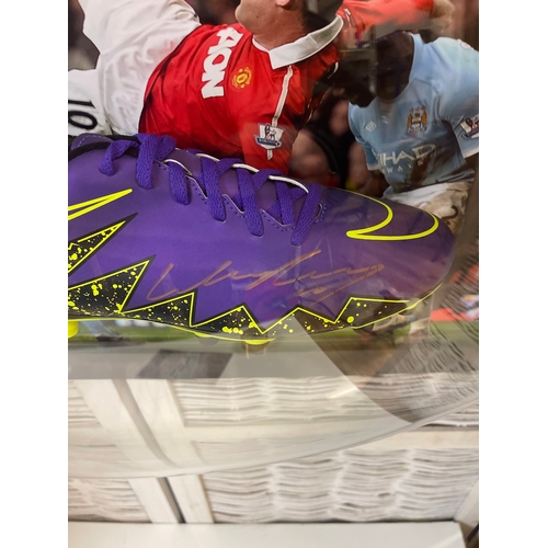 374 - Wayne Rooney Signed Football Boot Framed with C.O.A