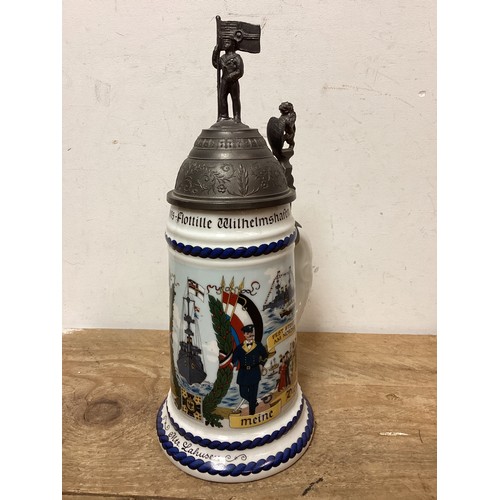 41 - Kaiser E 483 A Germany WWI Regimental Military Beer Stein's - One with Markings to Base