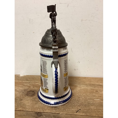 41 - Kaiser E 483 A Germany WWI Regimental Military Beer Stein's - One with Markings to Base
