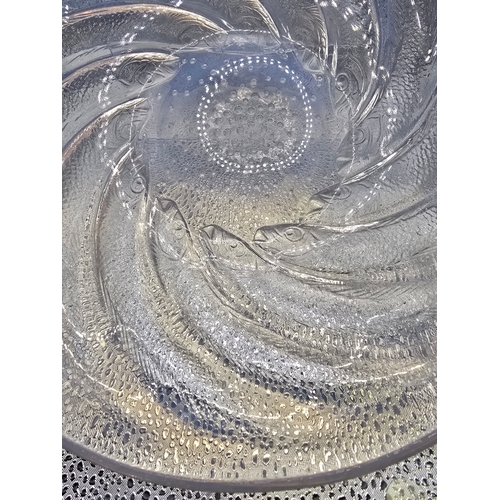 362 - Circa 1930's Rene Lalique Opalescent 'Poissons' Bowl. App.28.5cm dia.