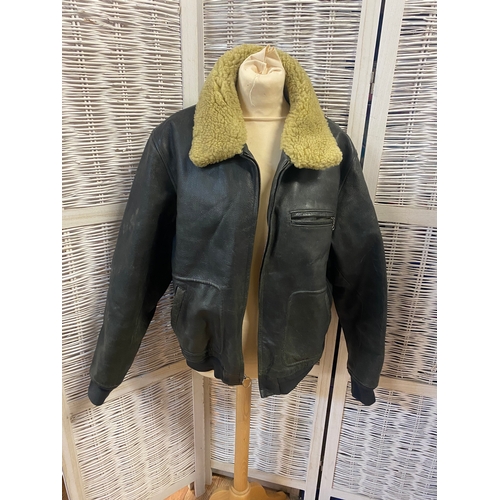 512 - Polo by Ralph Lauren Size Large Leather Sheepskin Lined Flying Jacket