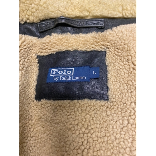 512 - Polo by Ralph Lauren Size Large Leather Sheepskin Lined Flying Jacket