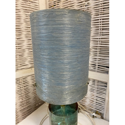367 - Retro Blue Shatterline Table Lamp with Shade