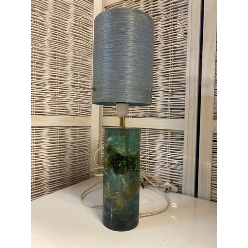 367 - Retro Blue Shatterline Table Lamp with Shade