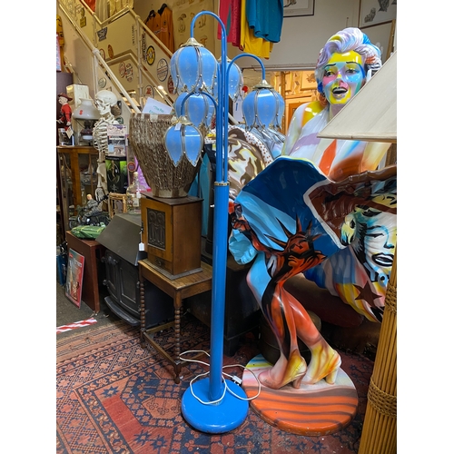 466 - Mid Century Blue Five Stem Tulip Floor Lamp