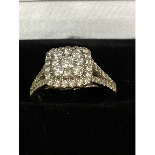 450 - Diamond Set 9ct White Gold Ring Size Q - 4.31g