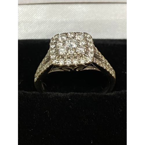 450 - Diamond Set 9ct White Gold Ring Size Q - 4.31g