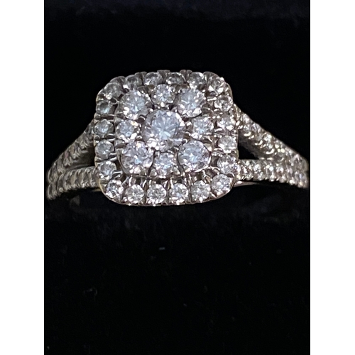450 - Diamond Set 9ct White Gold Ring Size Q - 4.31g