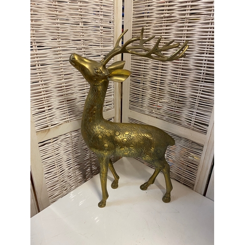 106 - 62 cm Tall Solid Brass Stag / Deer