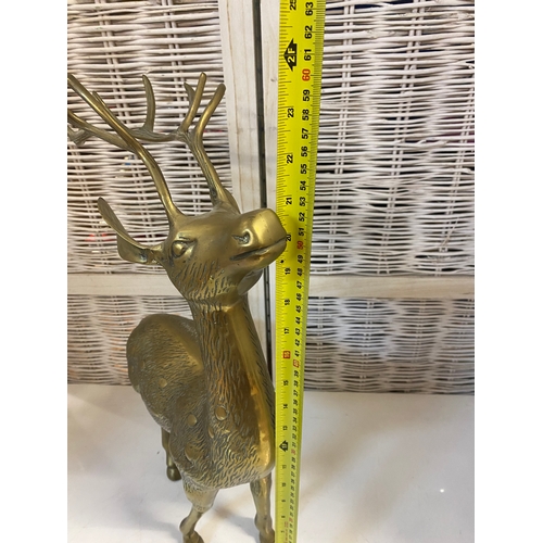106 - 62 cm Tall Solid Brass Stag / Deer