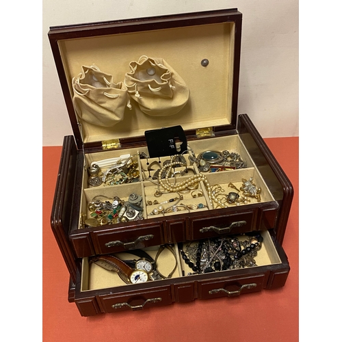 351 - Large Box of Costume Jewellery to include 9ct Gold