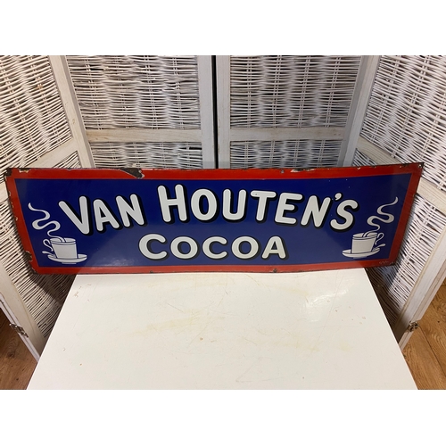 130 - Van Houten's Cocoa Enamel Sign 12 x 41 inches