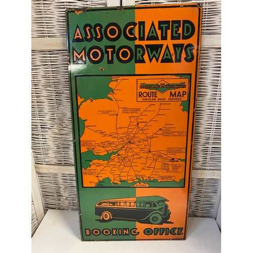 929 - Associated Motorways Booking Office Enamel Sign 17 x 35 inches