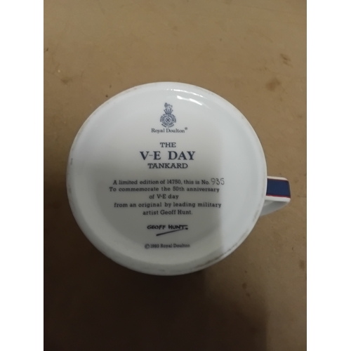 49 - Royal Doulton limited edition VE Day commemorating 50th anniversary. ceramic tankerd, complete with ... 