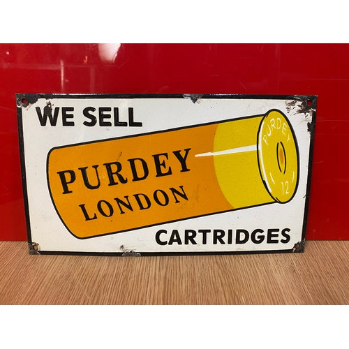 174 - Purdey London Gun Cartridges Sign 36 x 21 cm