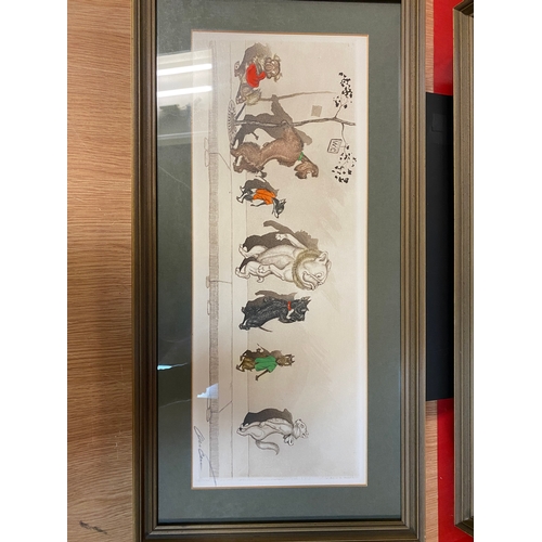 7 - 2 x Boris O'Klein Dirty Dogs of Paris Signed 1930's Prints Coloured 11 x 22 inches