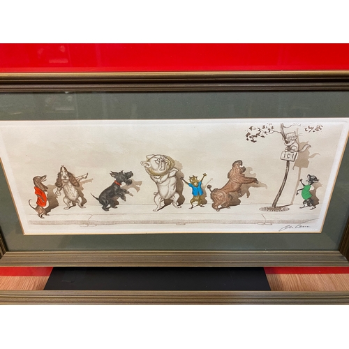 7 - 2 x Boris O'Klein Dirty Dogs of Paris Signed 1930's Prints Coloured 11 x 22 inches