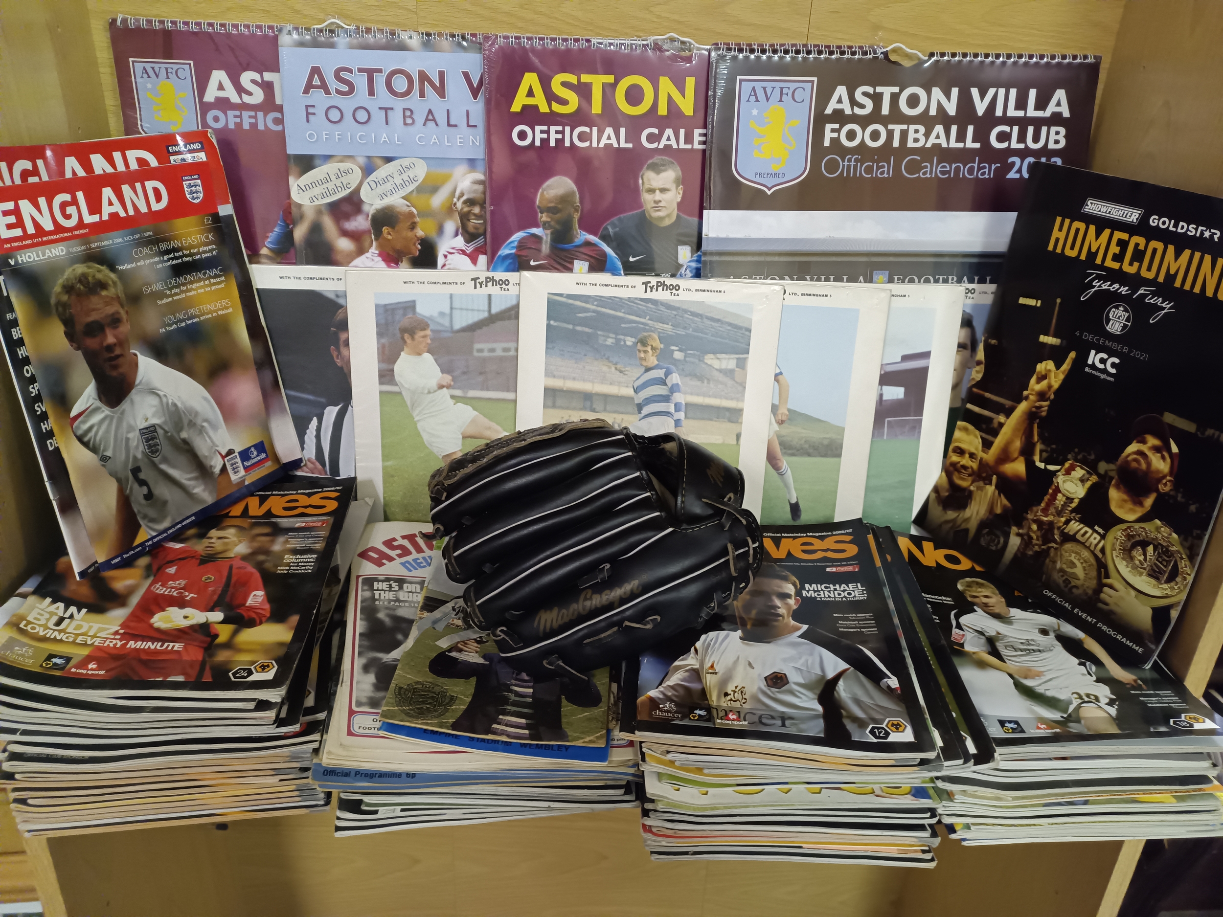 Mixed array of football memorabilia