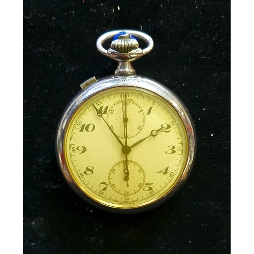 481 - Early c20th 'Rattrapante' Pocket/Stop Watch. Swiss Made. At least 5 Jewels. Fully Working