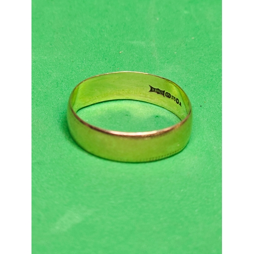 419 - 9ct Gold Wedding Band. Import Marked 'Berker Bros' Size R. 2.3g
