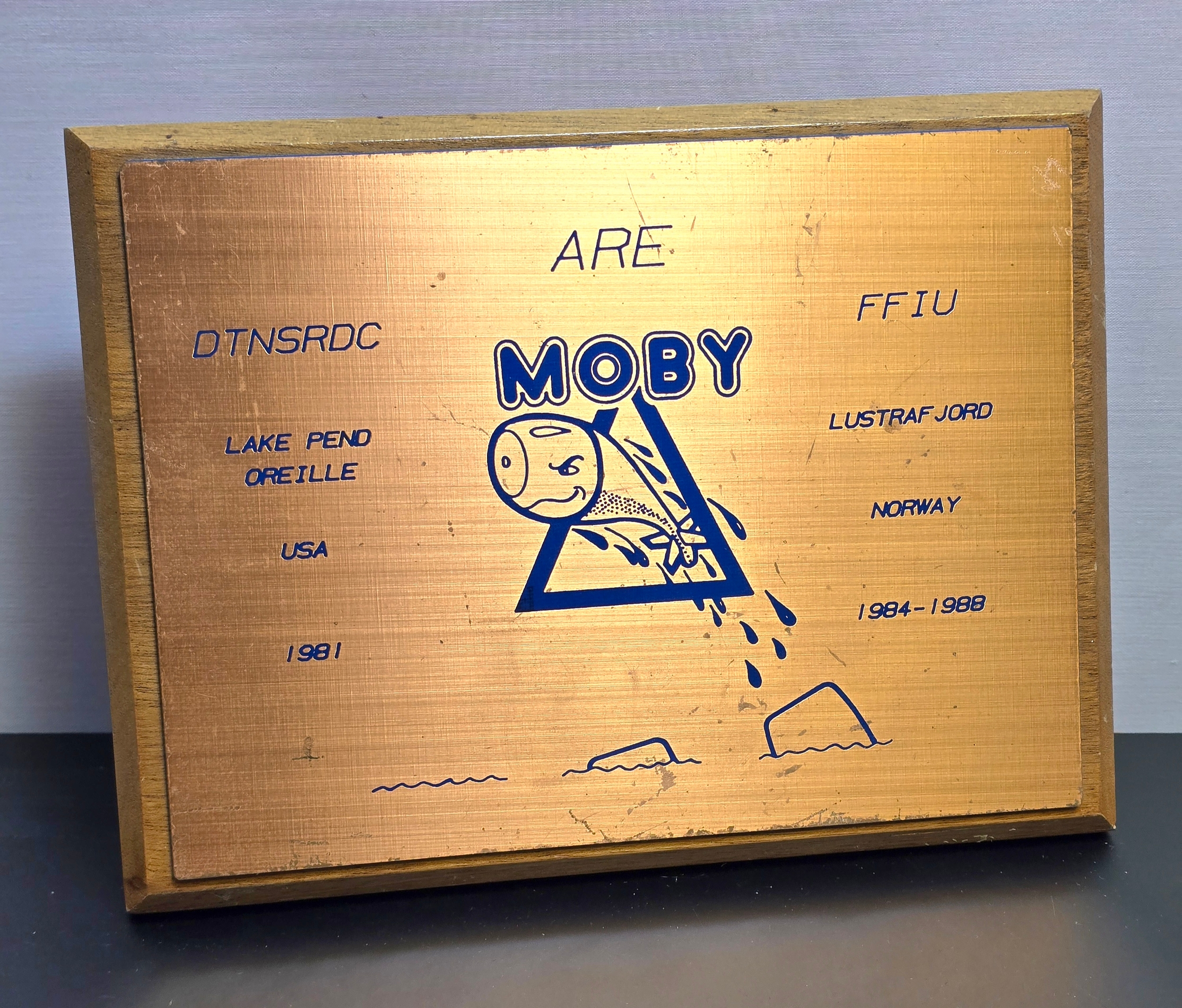 Early 80's 'Moby' Underwater Acoustic Research Commemorative Plaque
