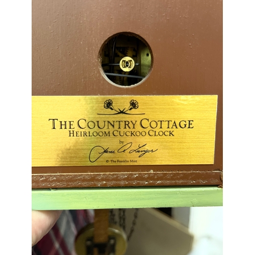 762 - Country Cottage Heirloom Cuckoo Clock Franklin Mint