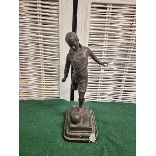 229 - Bronze Stanley Mathews Figure on Marble Base. Signed 'H Willmore'