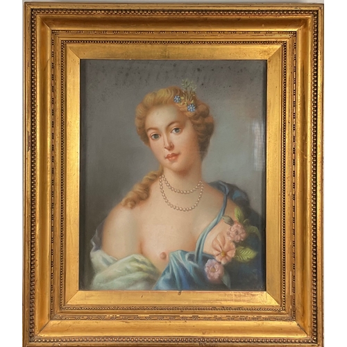 1001 - Late 19th century school portrait, pastel on paper, 56cm x 62cm, in gilt frame.Qty: (1)Having wear t... 