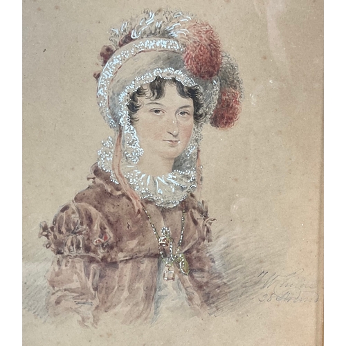 1009 - Two 19th century portraits, both signed 'JW Childe', watercolour on paper, 12.5cm x 15cm, framed and... 