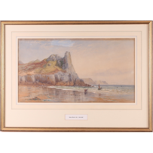 1011 - Attributed to James Harris R.I. (1810 - 1887), Coastal Landscapes,(a pair), signature covered by mou... 