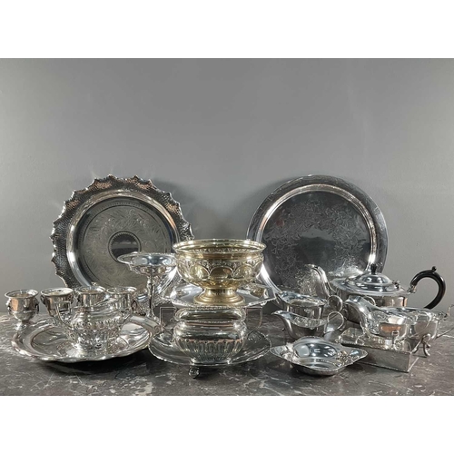 1327 - A collection of silver plated items including a tea set.Varied condition with some wear to silver pl... 