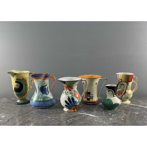 1240 - A collection of Art Deco ceramic jugs from makers such as Beswick, Myott and Crown Devon, largest 20... 