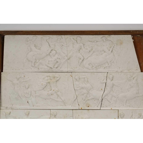 1255 - A collection of white plaster relief panels, late 19th or early 20th century, relief decorated with ... 