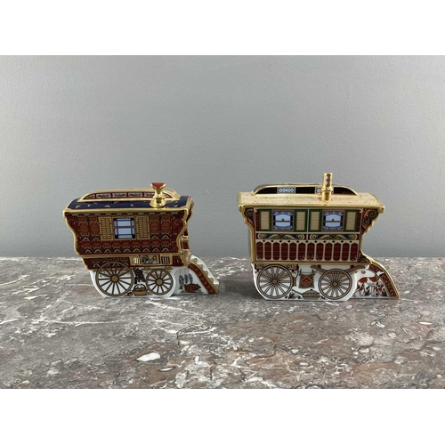 1264 - Two Royal Crown Dearby Gypsy Caravans comprising 'The Ledge Wagon' numbered 765/1250 and 'Burton Wag... 