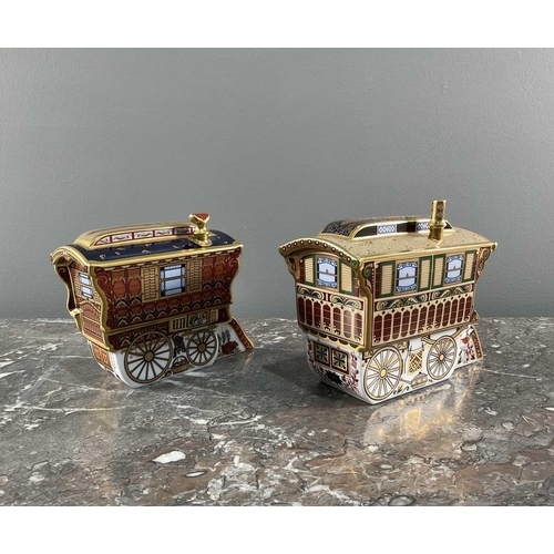 1264 - Two Royal Crown Dearby Gypsy Caravans comprising 'The Ledge Wagon' numbered 765/1250 and 'Burton Wag... 