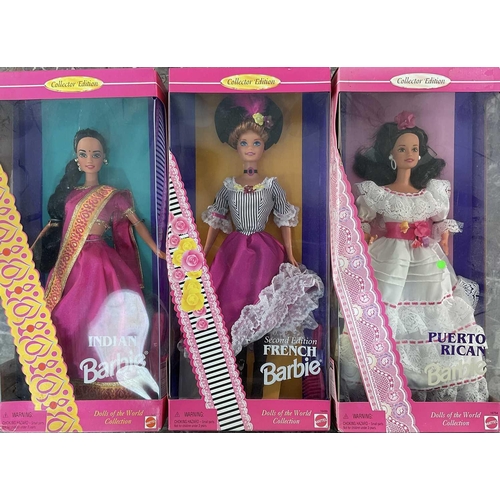 1286 - A collection of boxed vintage Barbie 'Dolls of the World' comprising Mexican, Native American, Puert... 