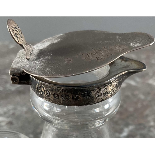 1320 - Pair of Sheffield plate chocolate pots, and a sterling silver topped whisky noggin, hallmarked, larg... 