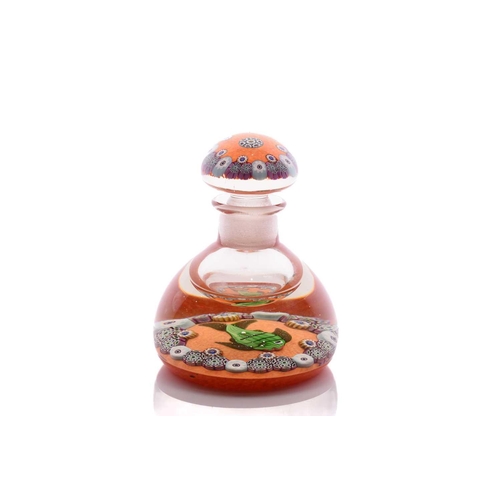 1 - Paul Ysart (1904-1991), an ink bottle having fish design on orange ground, bordered by intricate can... 
