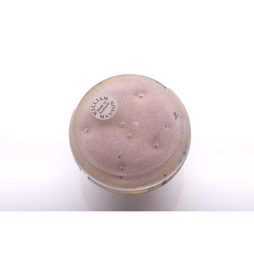 16 - William Manson (Son), a rare 1/1 edition fish paperweight having blue fish over multicoloured ground... 
