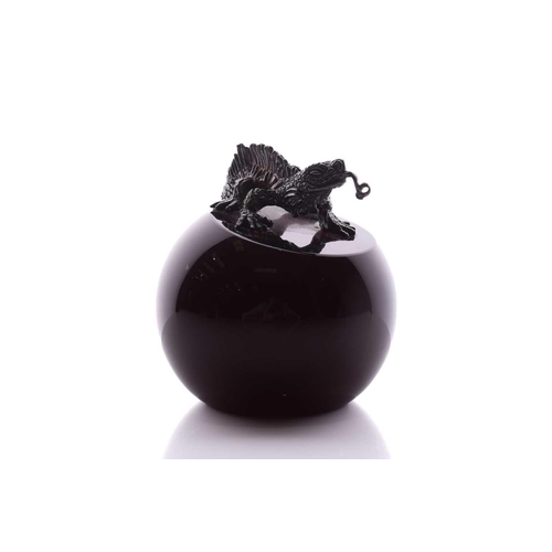 35 - A rare Caithness Glass and silver 'Lizard', the weight being dark purple, silver lizard hallmarked t... 
