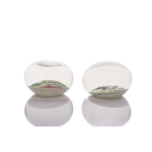 39 - Two 'Chinese White' paperweights, comprising a 'Panda' weight and a rare 'Flexible Clipper Bus' weig... 