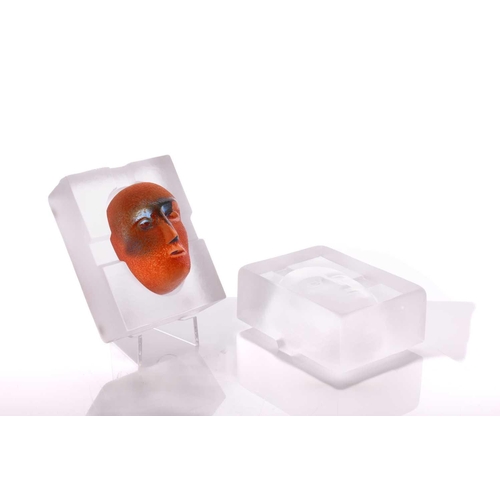 43 - Bertil Vallien (1938-) for Kosta Boda, a rare sculptural weight comprising an abstract orange head e... 