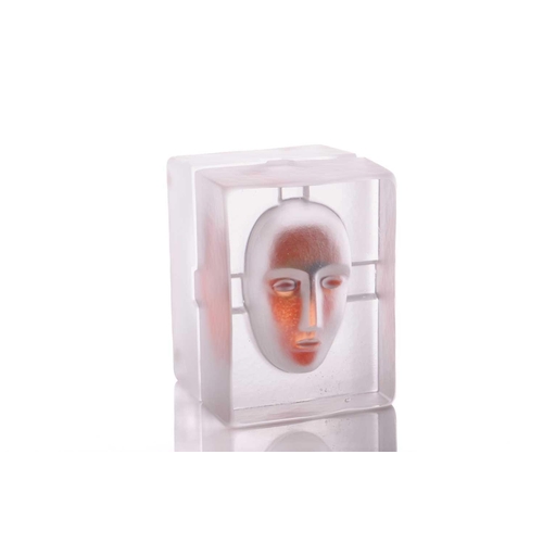 43 - Bertil Vallien (1938-) for Kosta Boda, a rare sculptural weight comprising an abstract orange head e... 